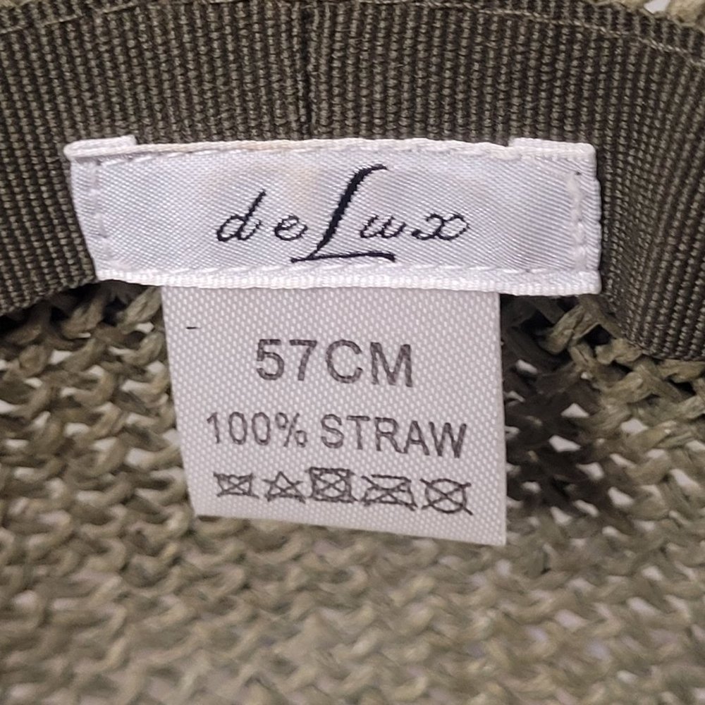 Delux Green Straw Cloche Hat size 7 1/8 Medium - Picture 7 of 7